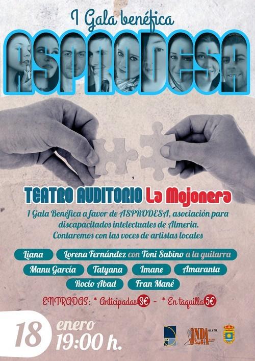 El Teatro Auditorio de La Mojonera acoge el próximo domingo una gala benéfica a favor de Asprodesa