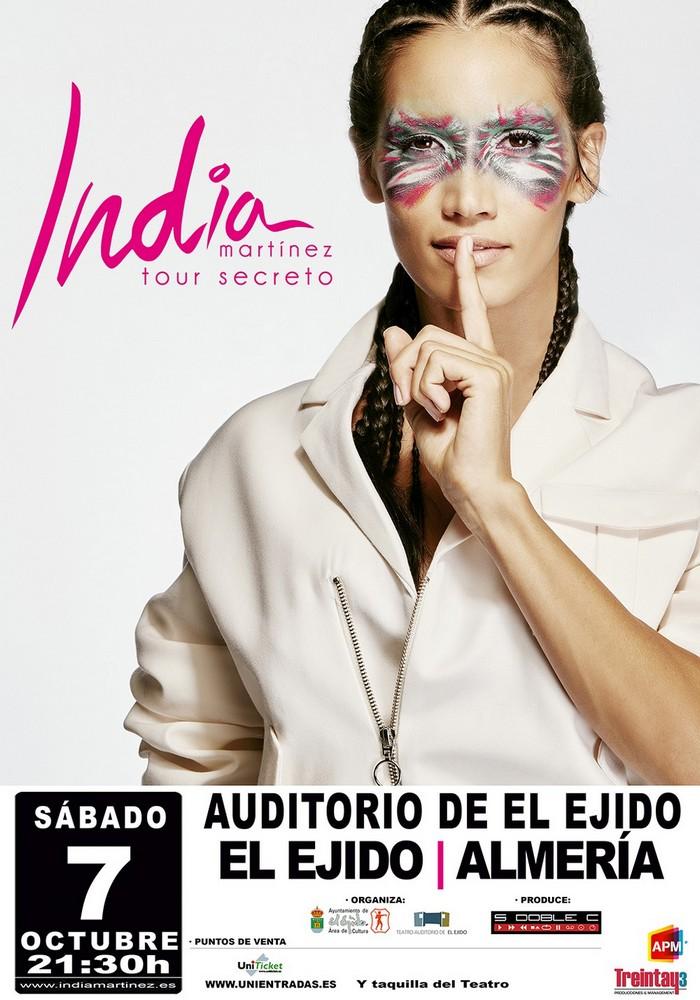 El ‘Tour Secreto’ de India Martínez hace parada en el Auditorio de El Ejido el próximo 7 de octubre