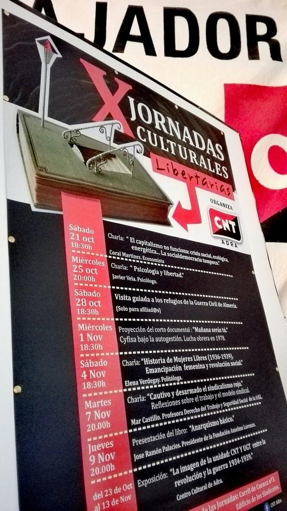 El sindicato CNT presenta la X edición de sus jornadas culturales Libertarias en Adra
