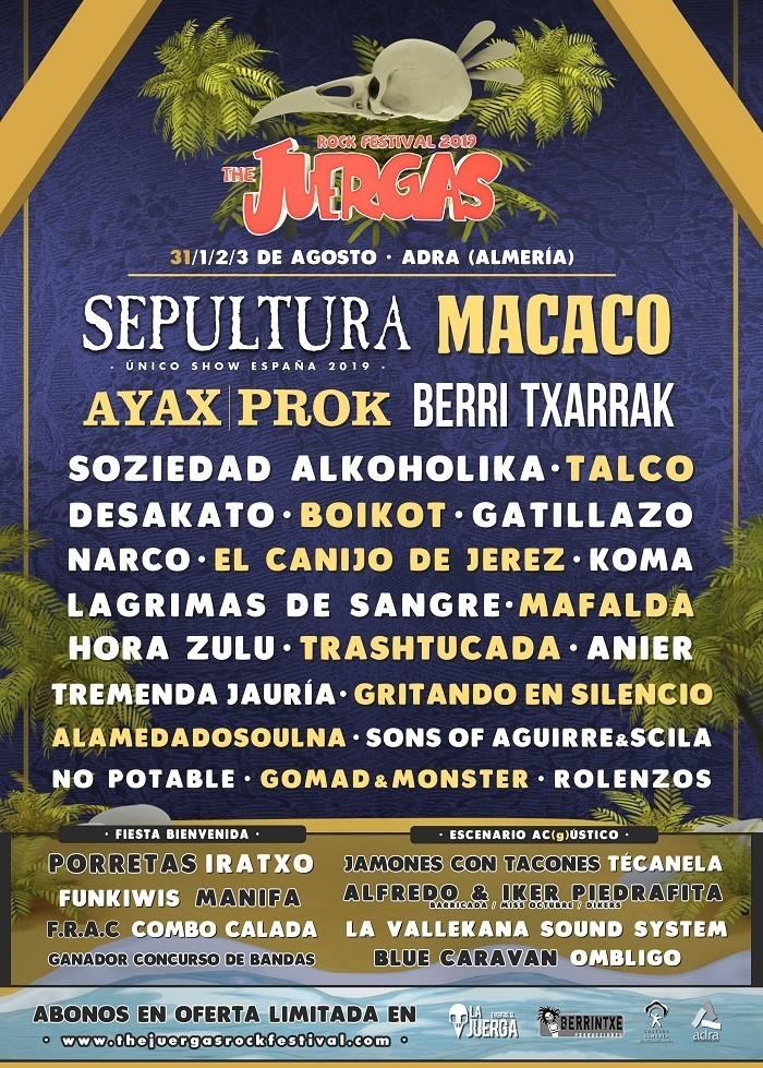Sepultura y Macaco encabezan el cartel del Juerga’s Rock Festival 2019