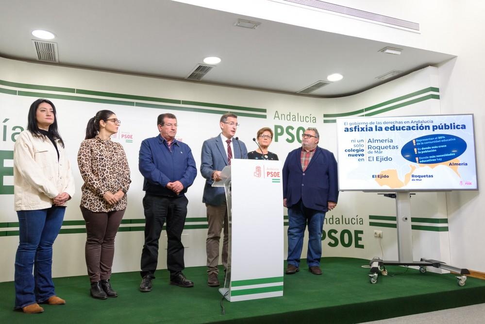 El PSOE acusa a Moreno Bonilla de no licitar ni un solo centro educativo en Almería, Roquetas y El Ejido desde que gobierna
