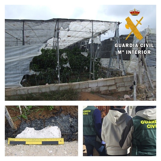 La Guardia Civil detiene a dos personas que intentaron en dos ocasiones prender fuego a un invernadero en El Ejido