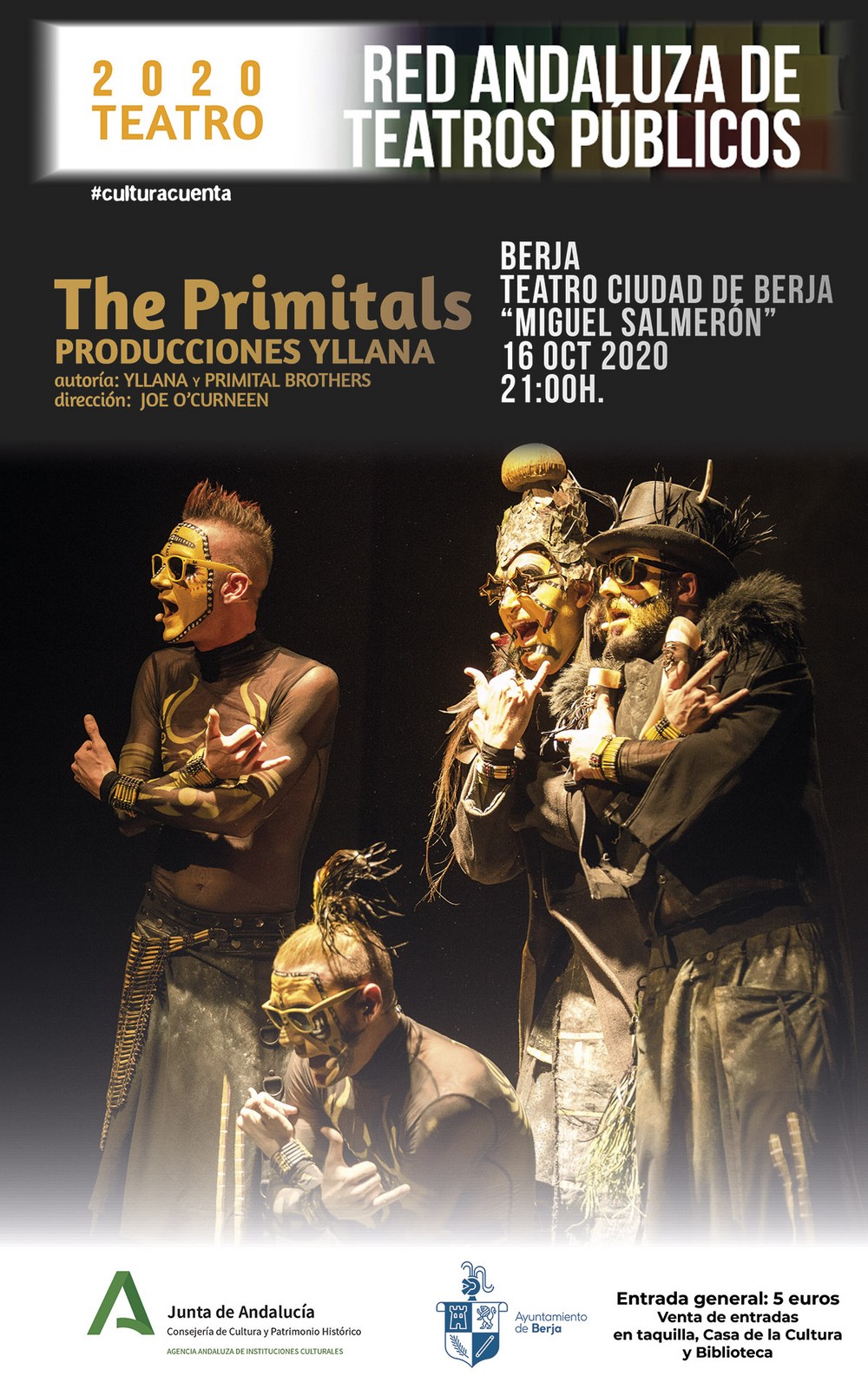 El Teatro de Berja acogerá la comedia de Yllana ‘The Primitals’ el viernes 16 de octubre