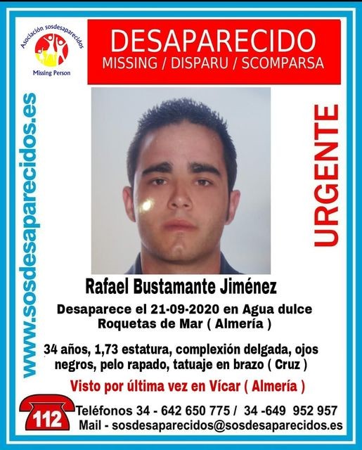 Buscan a un joven de 34 años que desapareció el 21 de septiembre en Aguadulce