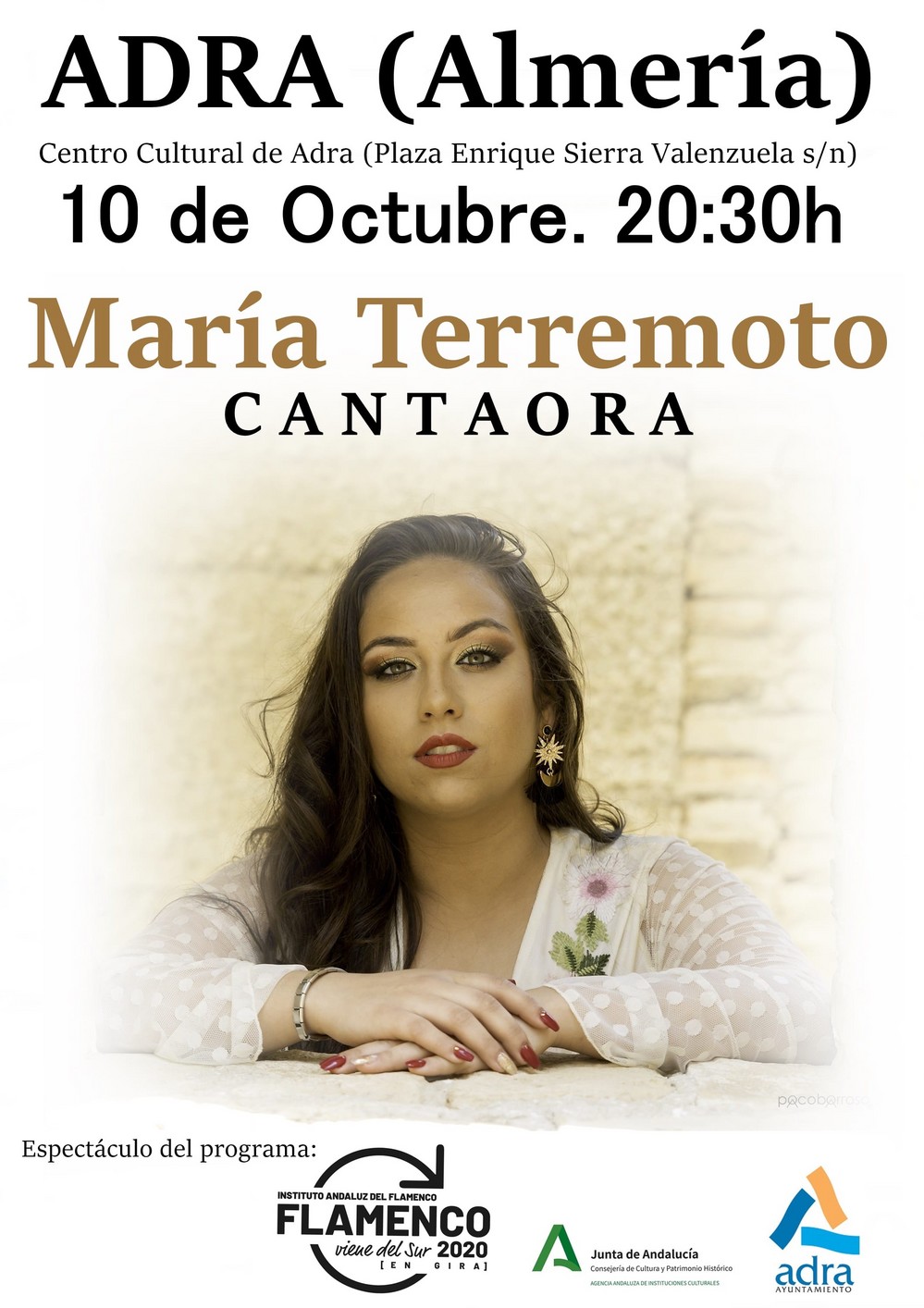 María Terremoto llega este sábado al Centro Cultural de Adra con su cante flamenco
