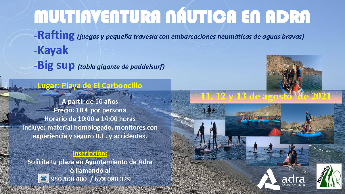 El Ayuntamiento de Adra organiza una jornada de ‘Multiaventura Náutica’ del 11 al 13 de agosto