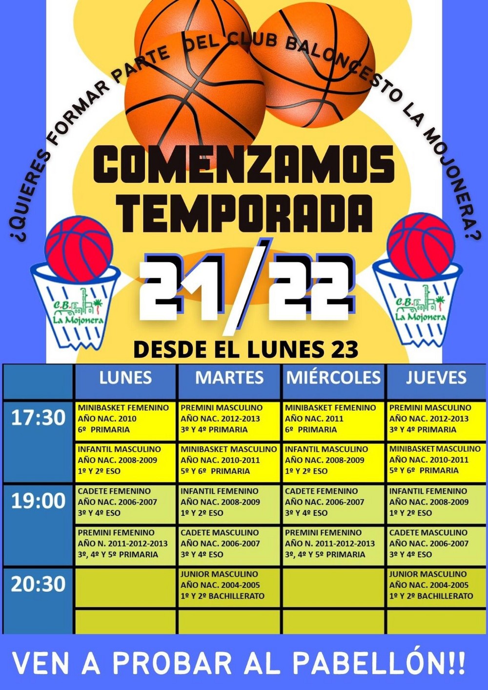 Baloncesto La Mojonera comienza los entrenamientos para la temporada 21-22