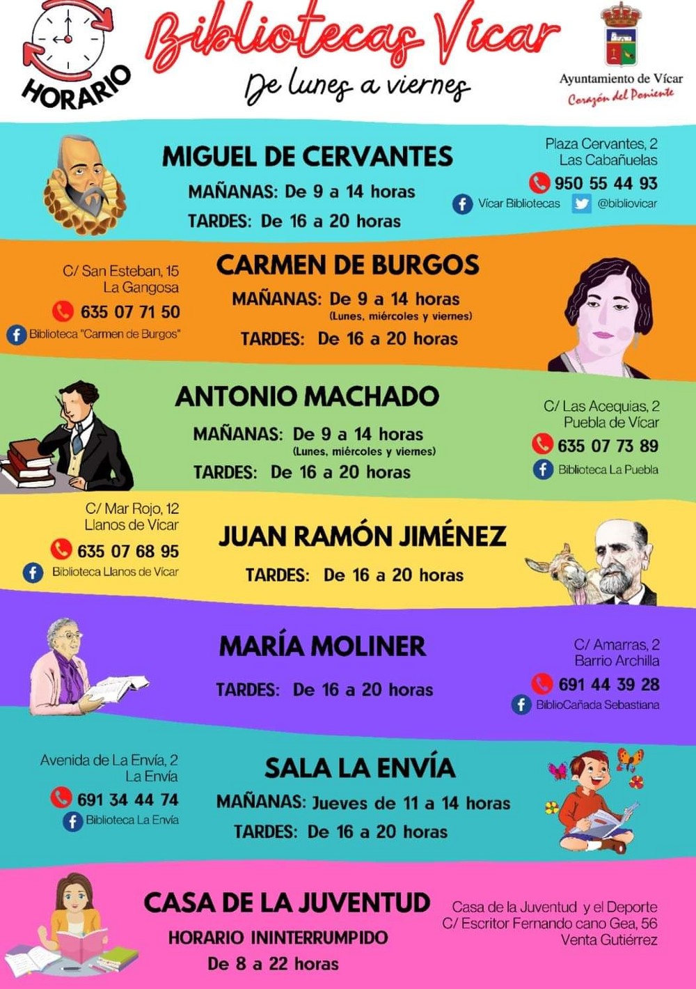 Las bibliotecas públicas de Vícar inician el otoño con nuevos horarios y mucha ilusión