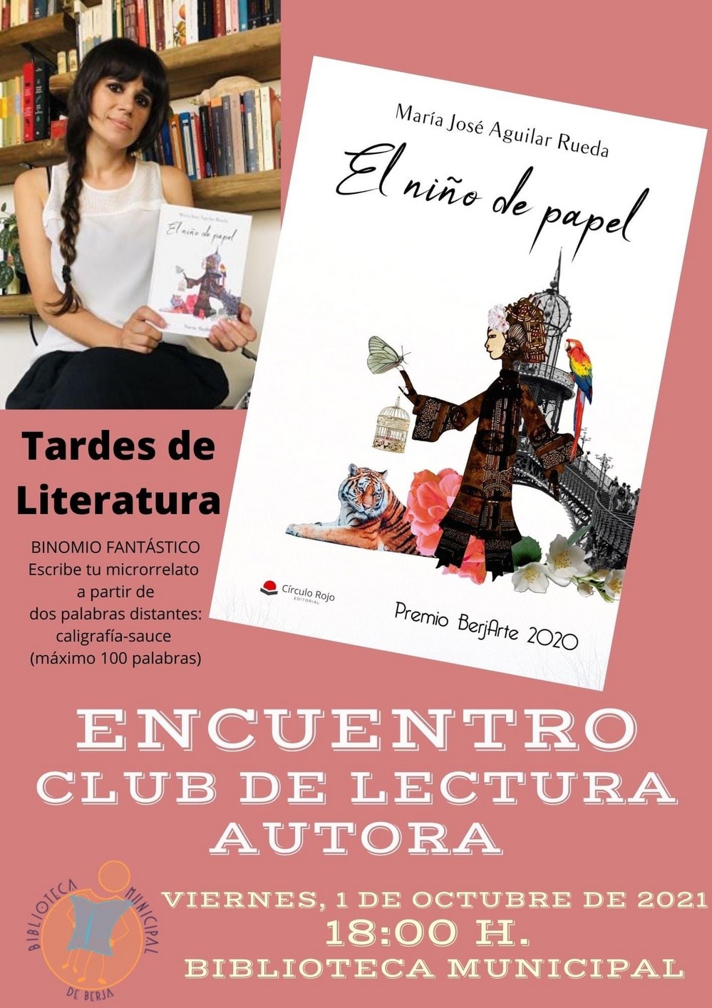 Encuentro literario el viernes en la Biblioteca con la autora de la novela ganadora del Premio BerjArte 2020