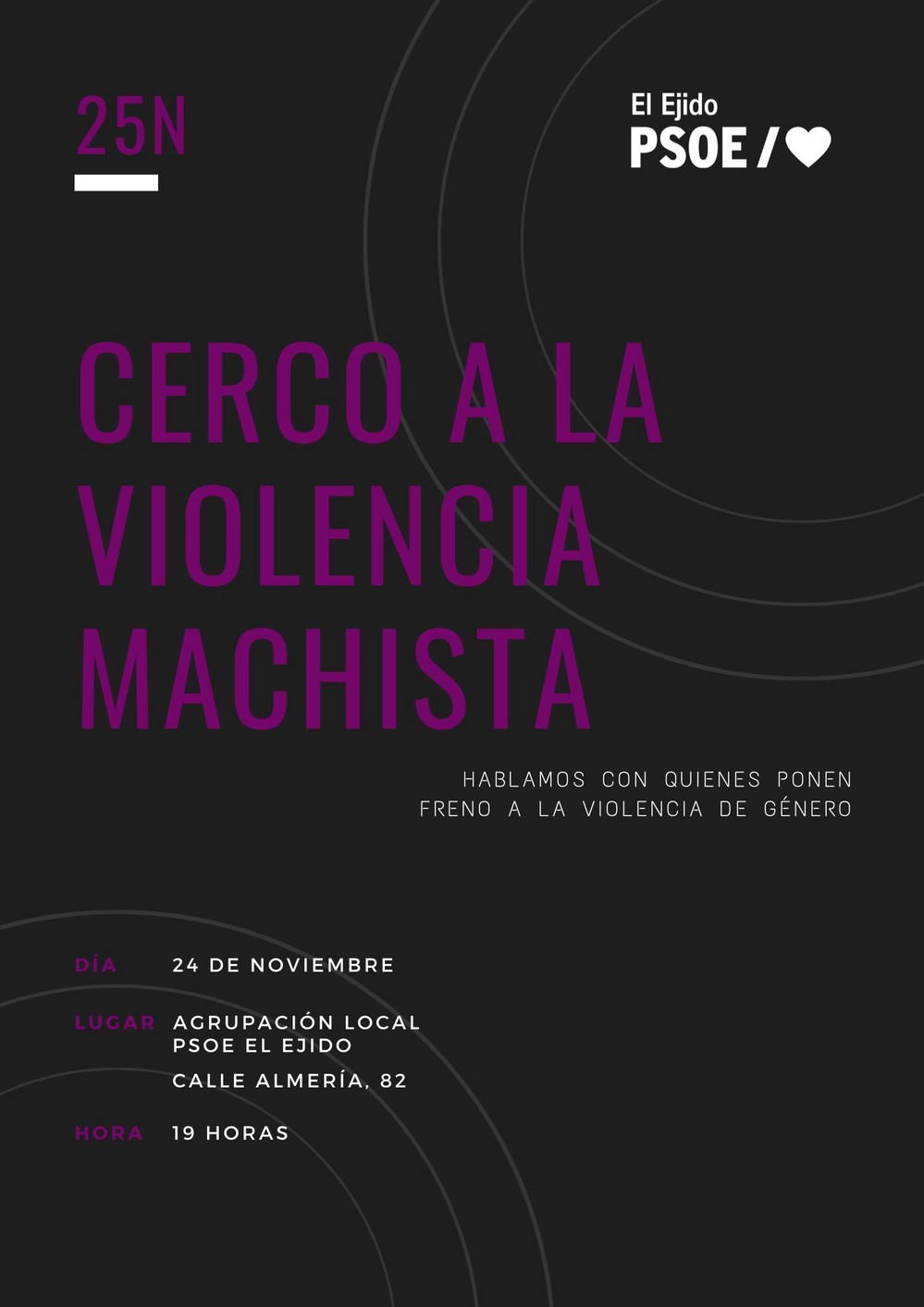 El PSOE de El Ejido organiza mañana en su sede local una mesa redonda con motivo del 25N
