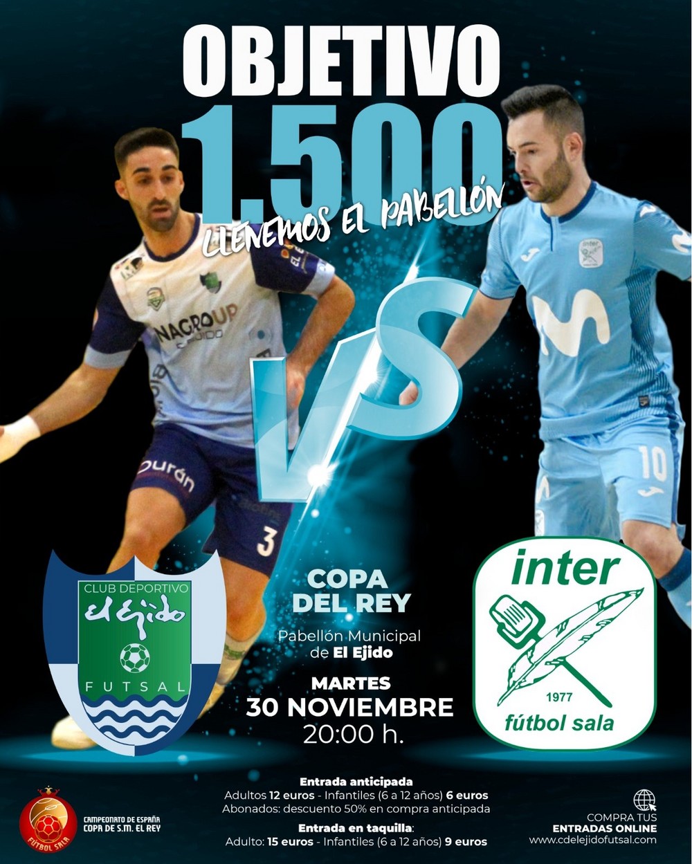 Inagroup Ejido futsal recibe el martes al vigente campeón de Copa del Rey, el Inter FS