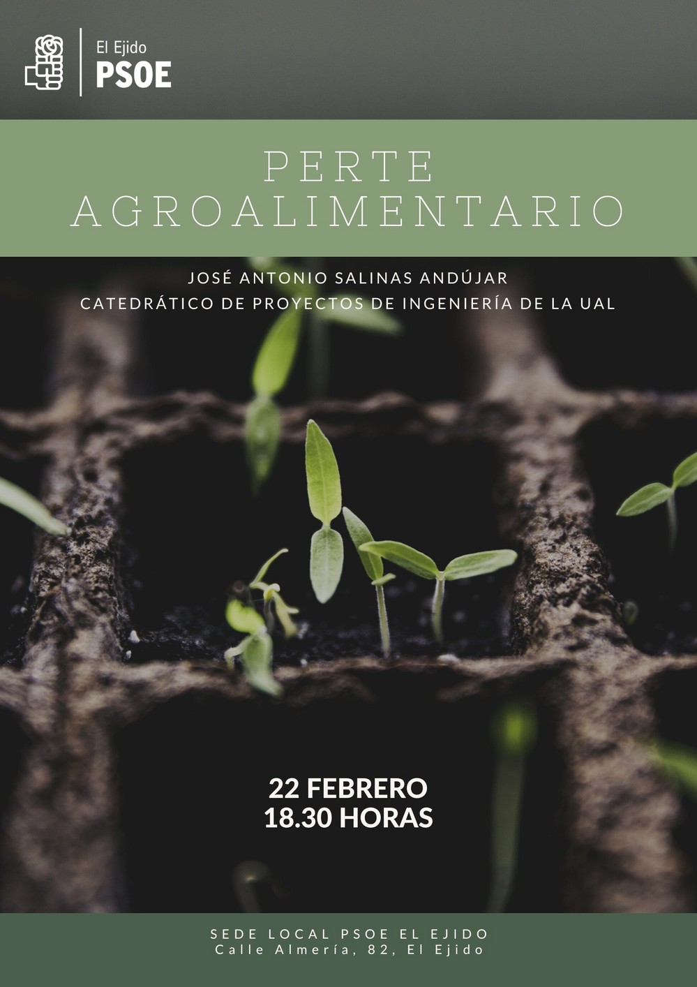 El PSOE de El Ejido organiza mañana una charla informativa sobre el PERTE agroalimentario
