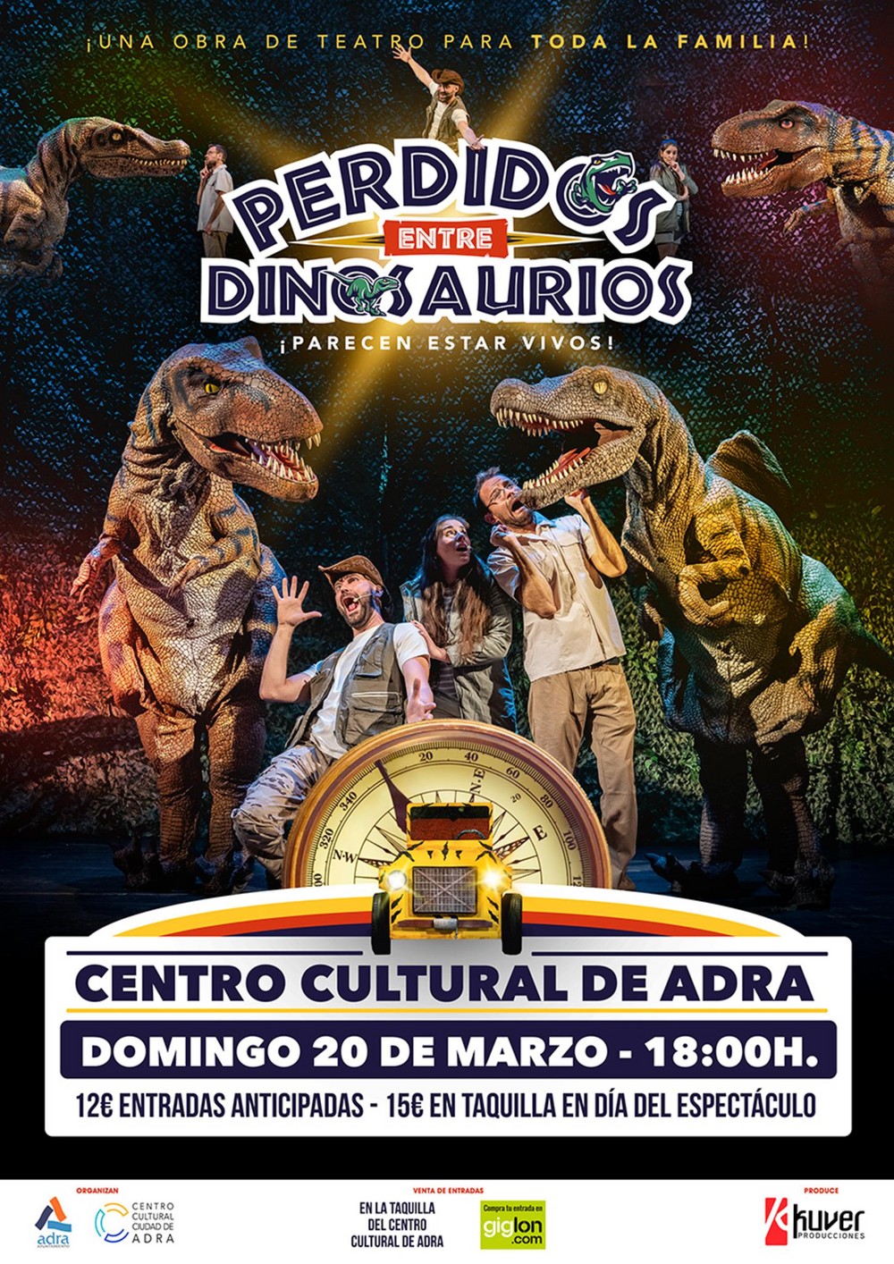 El Centro Cultural de Adra recibe ‘Perdidos entre dinosaurios’ el próximo domingo 20 de marzo