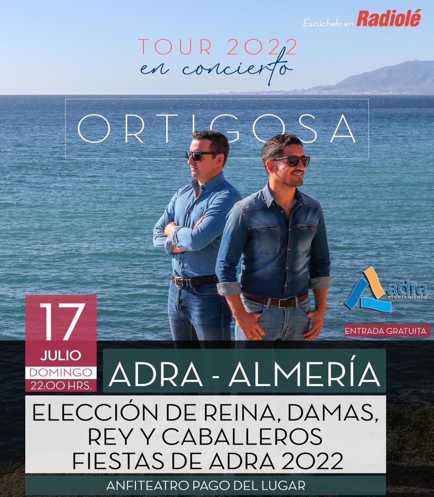 Adra elegirá a su Reina y Rey de la Feria y Fiestas 2022 en una gala amenizada por el dúo musical Ortigosa