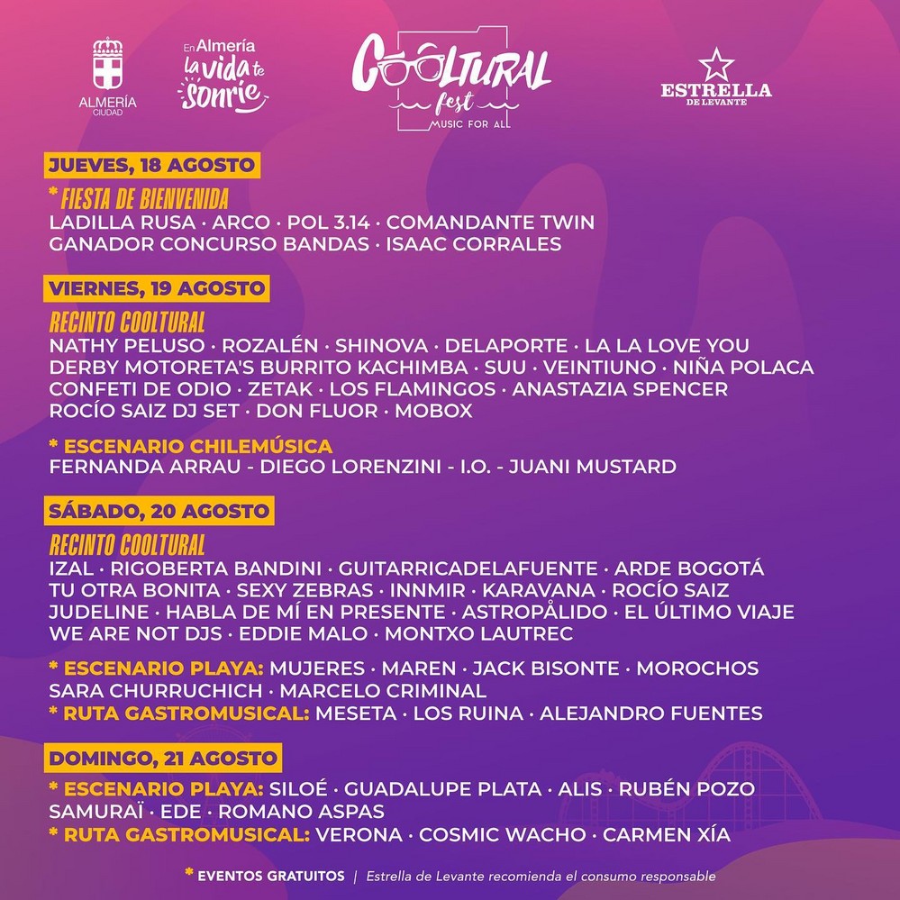 Cooltural Fest desvela la distribución del cartel por jornada y lanza un cupo de entradas limitadas para cada día