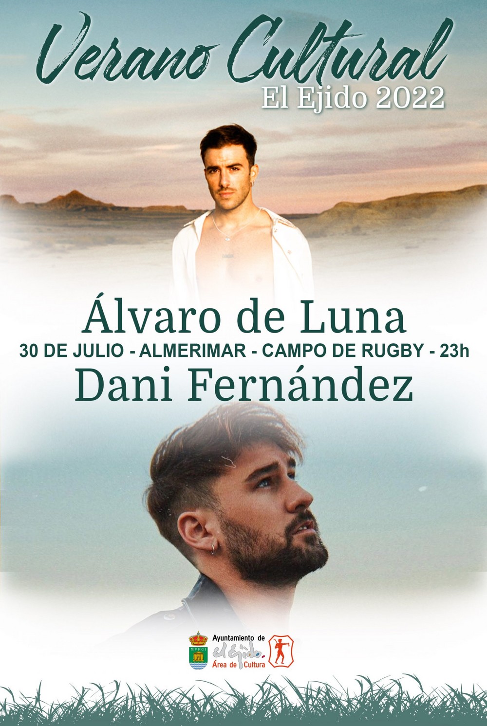 Dani Fernández y Álvaro de Luna actuarán el próximo 30 de julio en el campo de Rugby de Almerimar