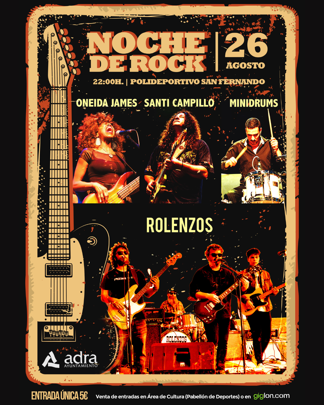 Adra vivirá una ‘Noche de Rock’ con el concierto de Santi Campillo y Rolenzos