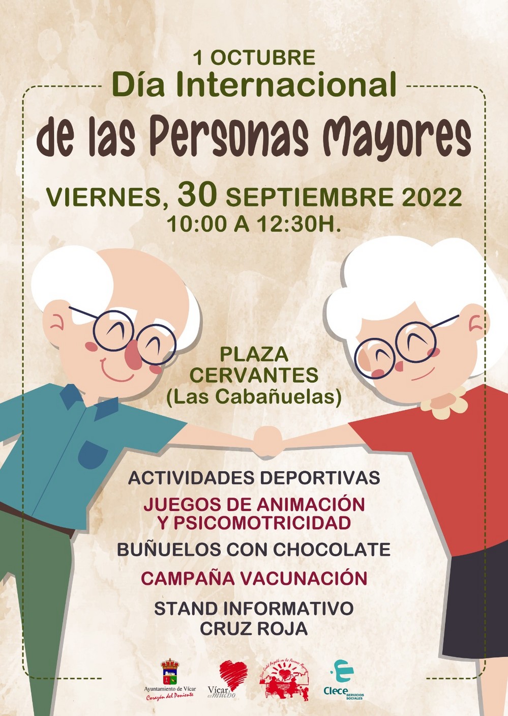 Encuentro de mayores en la Plaza Cervantes, con motivo del Día Internacional De Las Personas Mayores