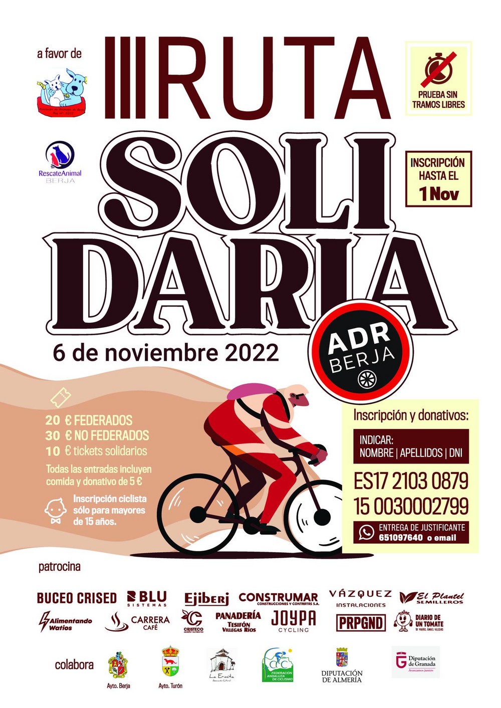 ADR Berja abre las inscripciones este viernes para la III Ruta Solidaria del 6 de noviembre