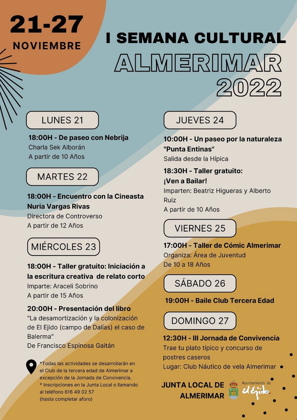 La I Semana Cultural de Almerimar incluye actividades gratuitas para todas las edades