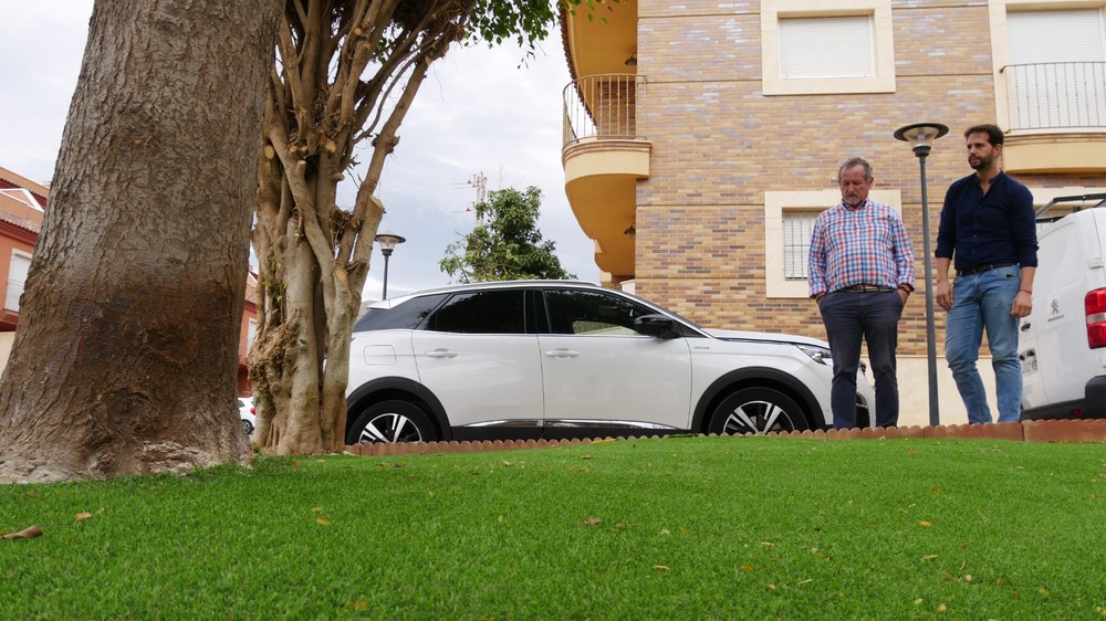 El Ayuntamiento de Adra embellece los parterres con la instalación de césped artificial
