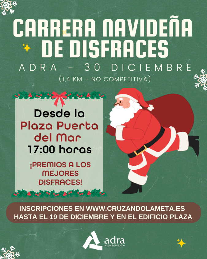 Adra celebra una Carrera Navideña de Disfraces el 30 de diciembre