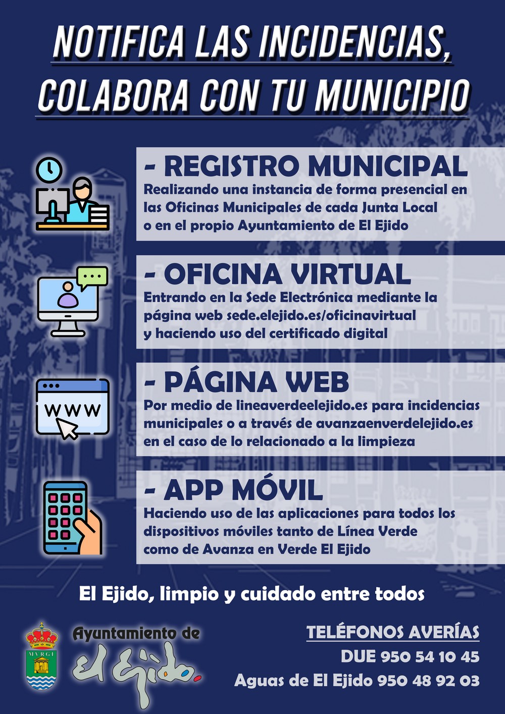 Los ejidenses tienen a su disposición las Apps Línea Verde y Avanza en Verde para informar de incidencias en la vía pública