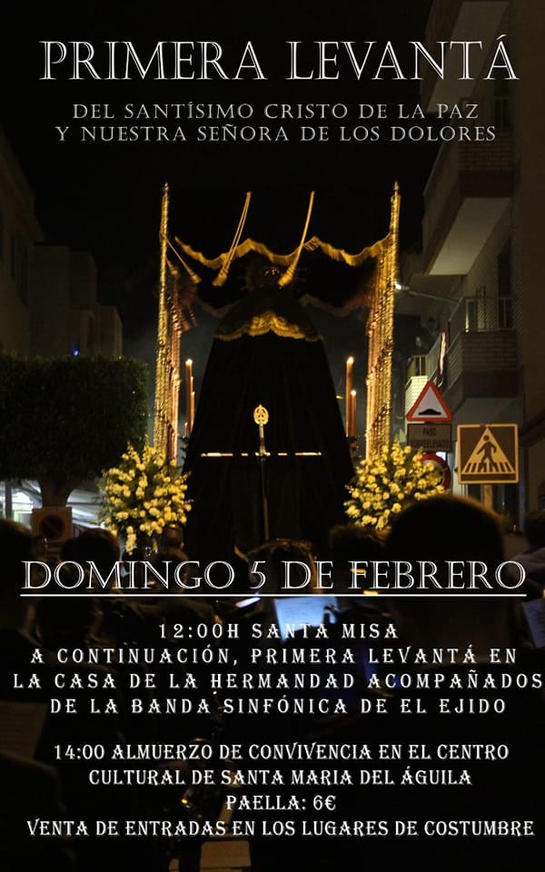Este domingo se celebra la primera Levantá del Santísimo Cristo de la Paz y Nuestra Señora de los Dolores