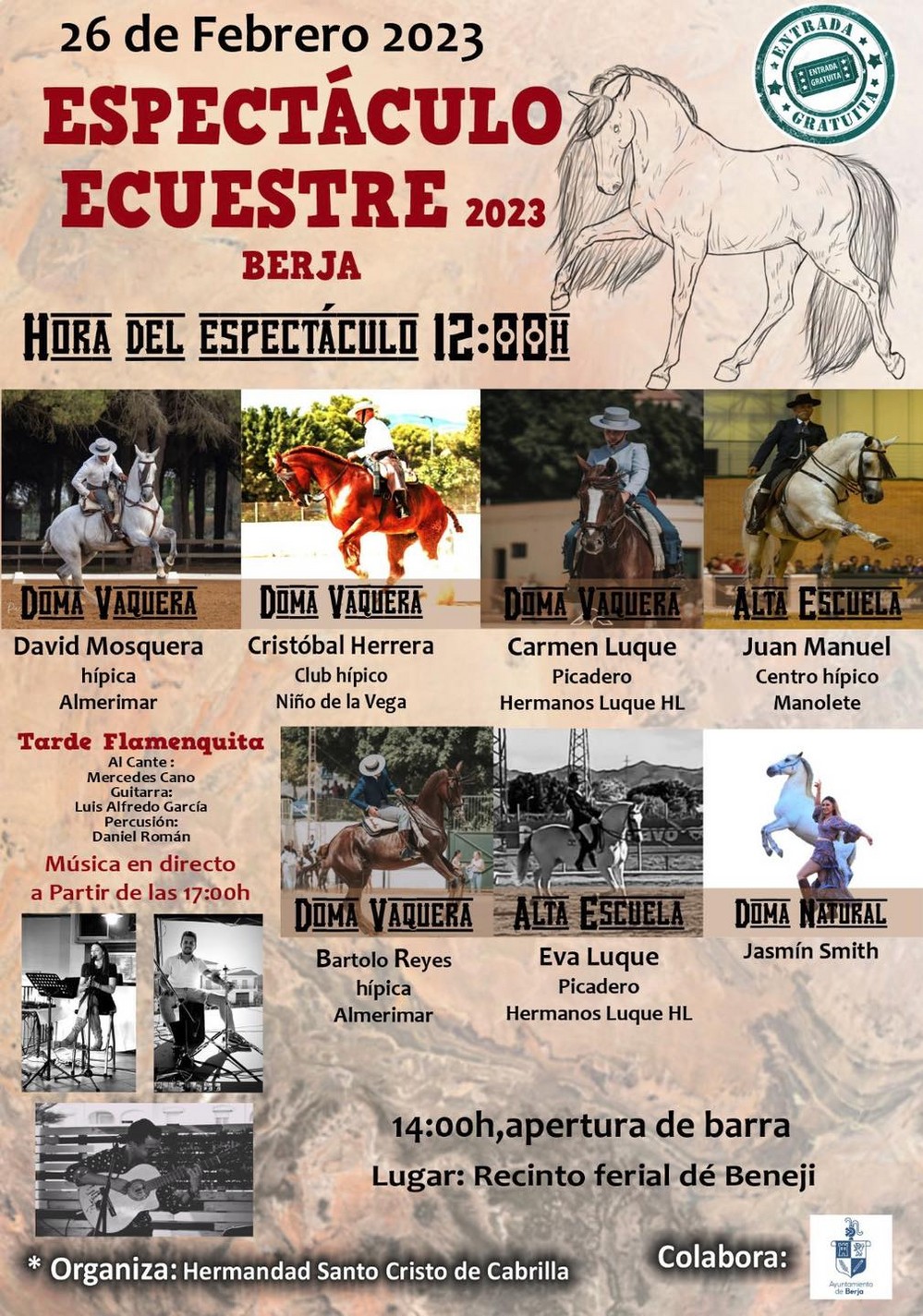 El barrio de Benejí organiza un espectáculo ecuestre para este domingo 26 de febrero