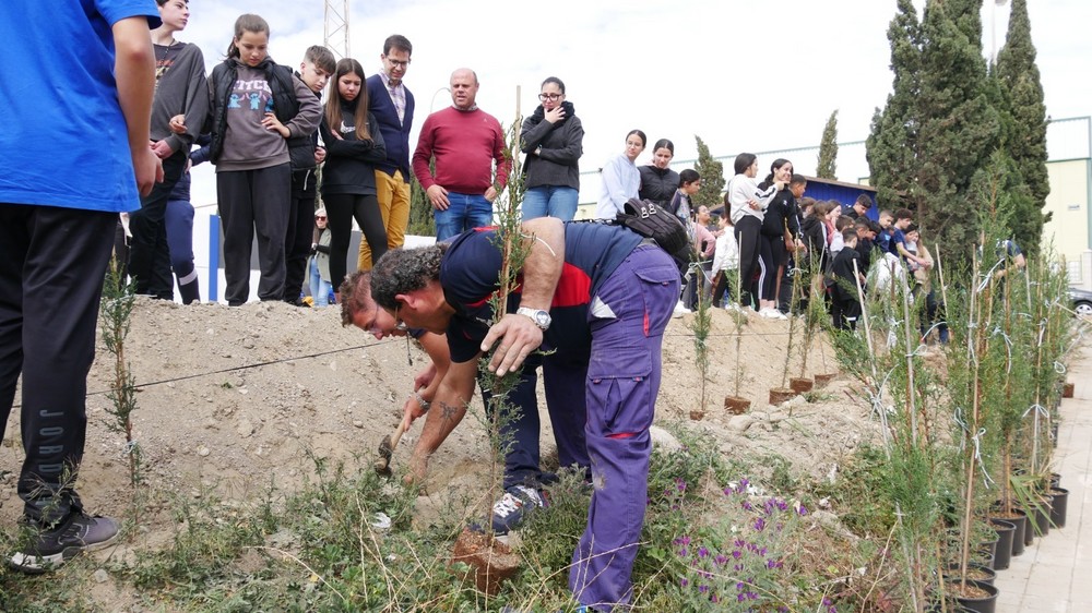 El Ayuntamiento de Adra planta junto a estudiantes alrededor de 70 cipreses en la barriada de La Curva