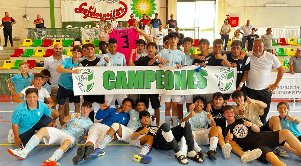 Triplete del Poli Ejido juvenil de fútbol sala, que asciende y se paseará por toda Andalucía