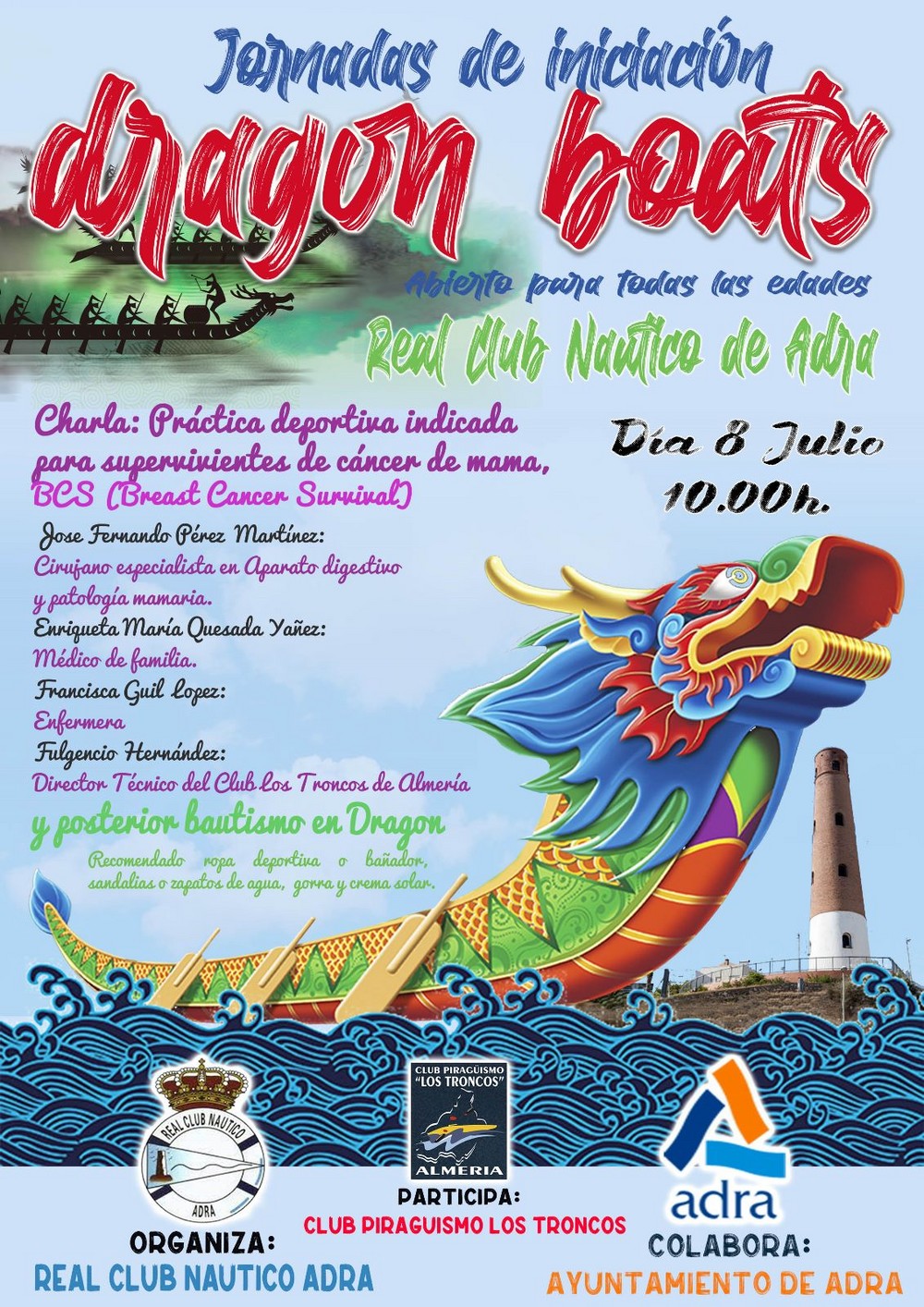 Adra acoge este sábado unas jornadas de iniciación de ‘Dragon Boats’ de acceso gratuito para todos los públicos