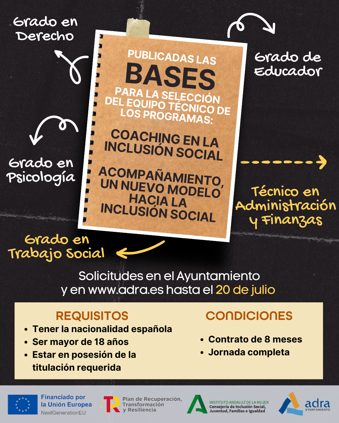 El Ayuntamiento de Adra publica las bases para la selección del nuevo Equipo de Coaching e Inclusión Social
