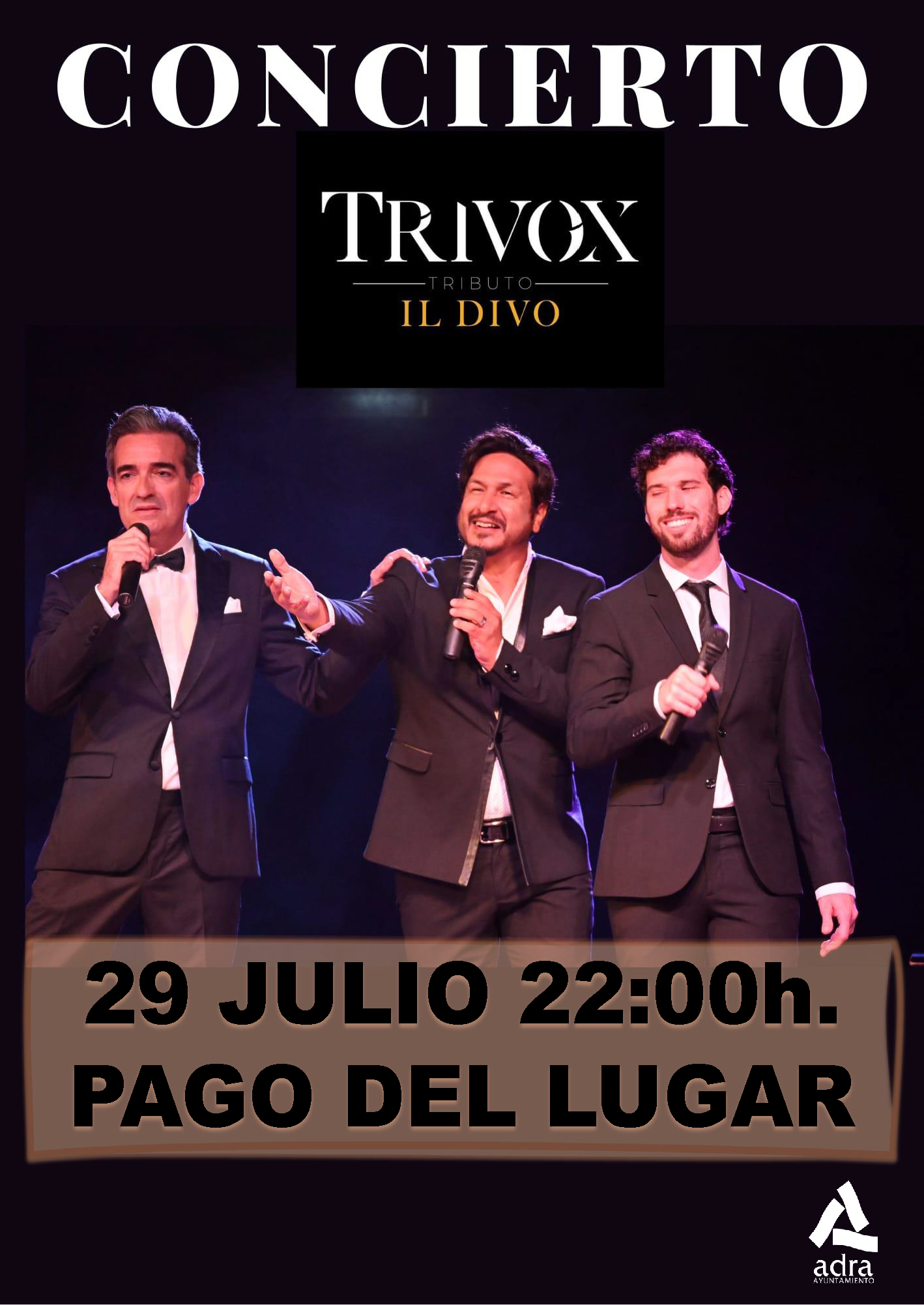 Trivox llega en concierto al anfiteatro de Pago del Lugar de Adra con su gran tributo a Il Divo el próximo 29 de julio