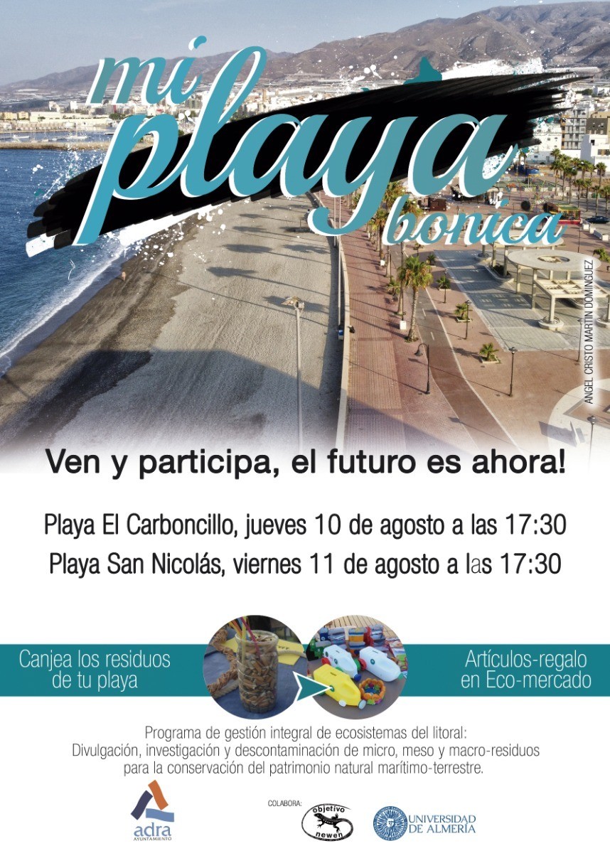Vuelve a Adra la campaña de educación ambiental ‘Mi playa bonica’ los días 10 y 11 de agosto