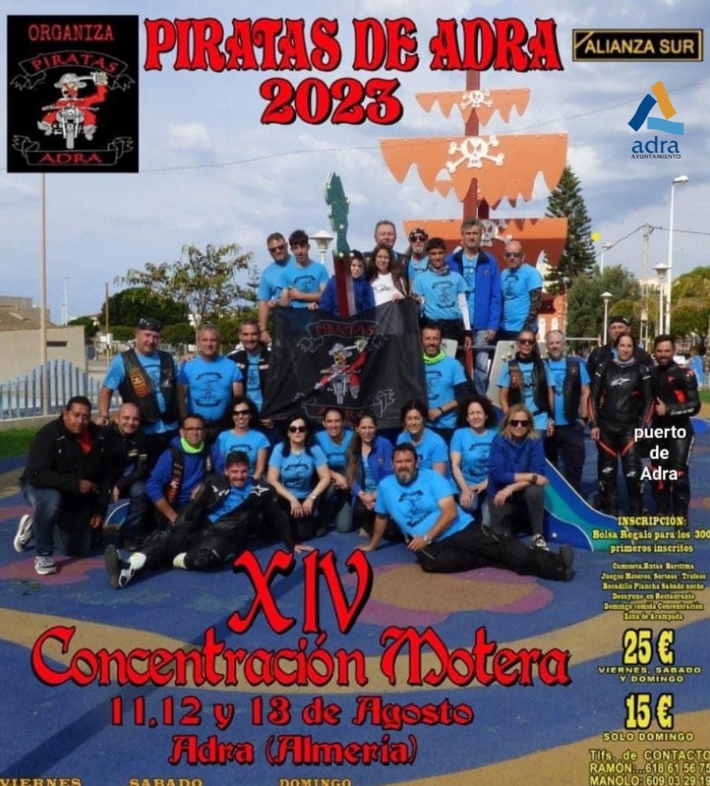 La XIV Concentración Motera ‘Piratas de Adra’ se celebrará los días 11, 12 y 13 de agosto