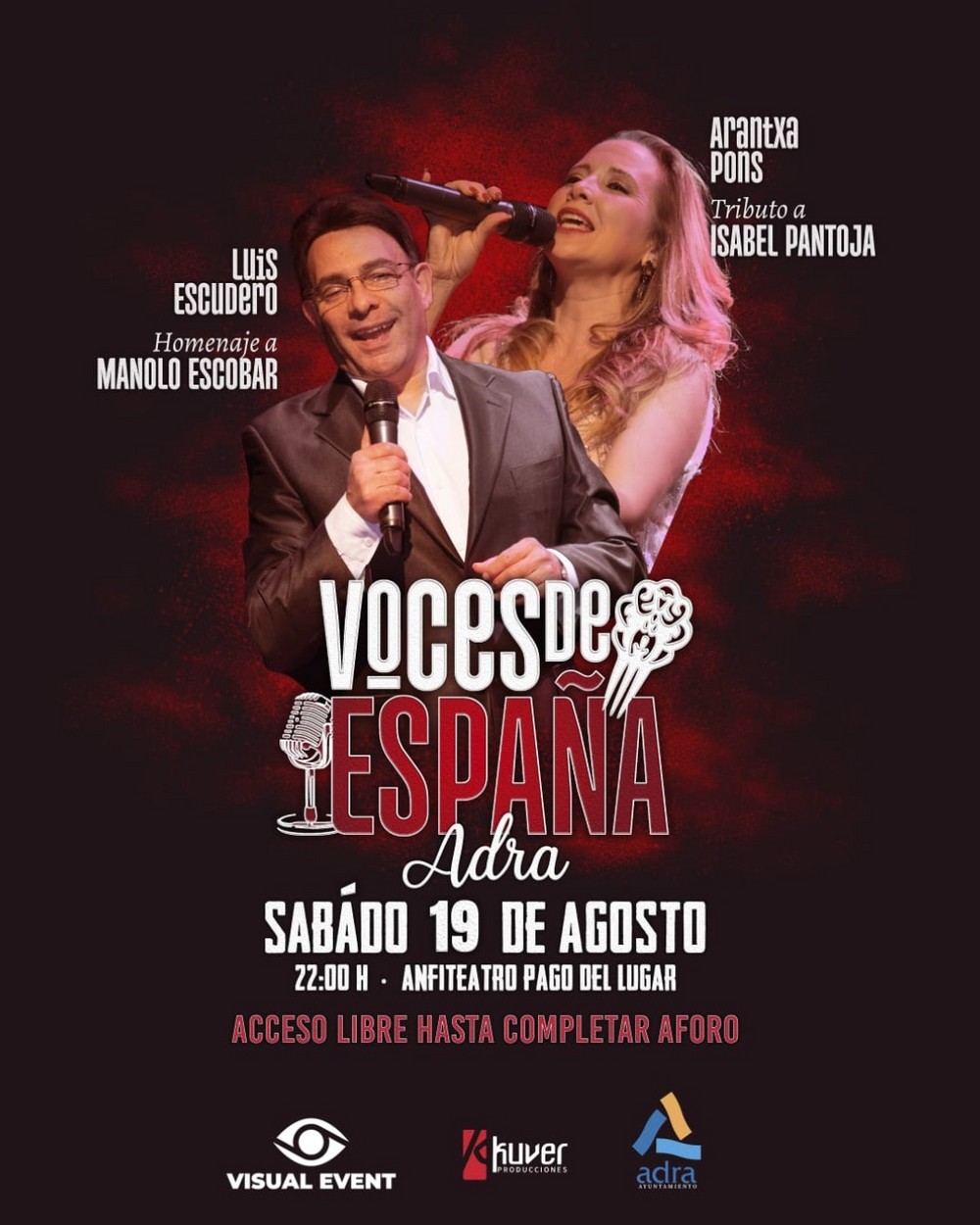 La programación musical en Adra continúa con ‘Voces de España’ y sus tributos a Manolo Escobar e Isabel Pantoja