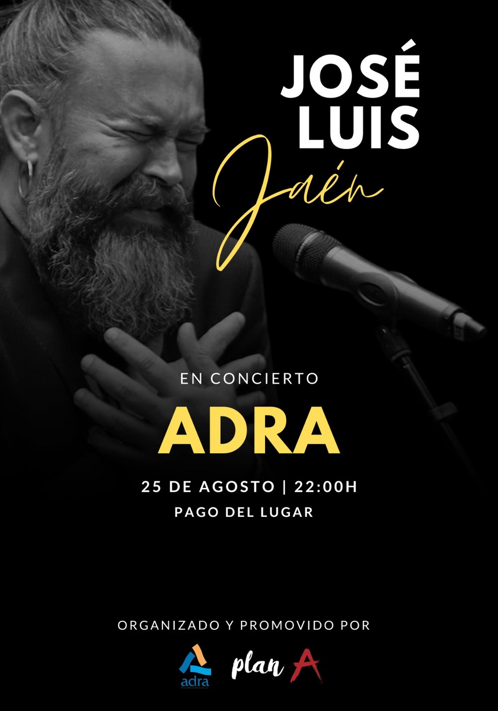 El almeriense José Luis Jaén vuelve a Adra en concierto con ‘La Voz del Alma’ el 25 de agosto