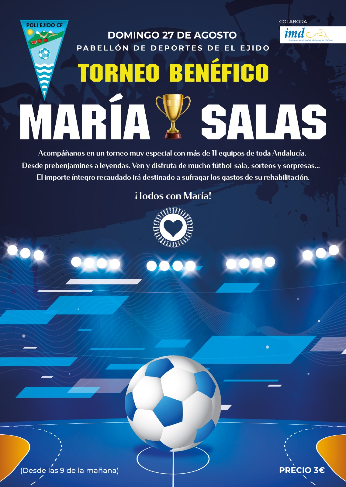 El Poli Ejido de futsal y cientos de jugadores ayudarán a María Salas en el torneo benéfico