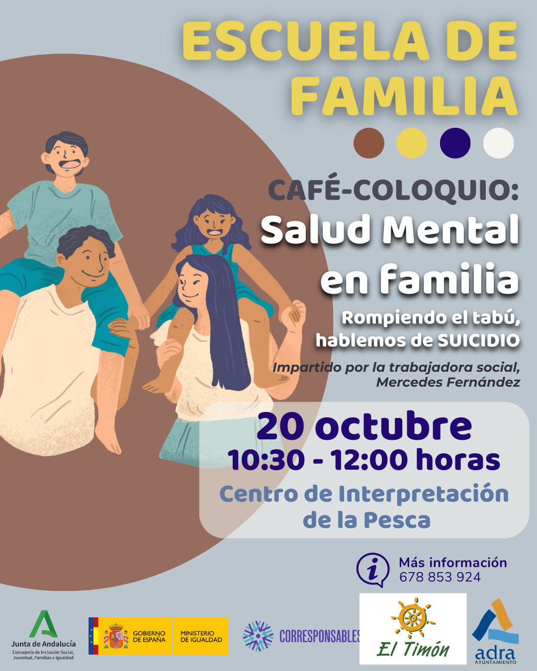 La Escuela de Familia presenta el 20 de octubre el café-coloquio ‘Salud Mental en Familia: Hablemos de suicidio’