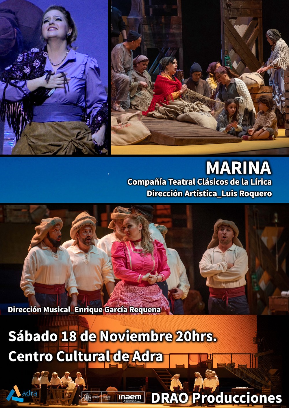 La programación cultural de otoño en Adra continúa el 18 de noviembre con la obra lírica teatral ‘Marina’