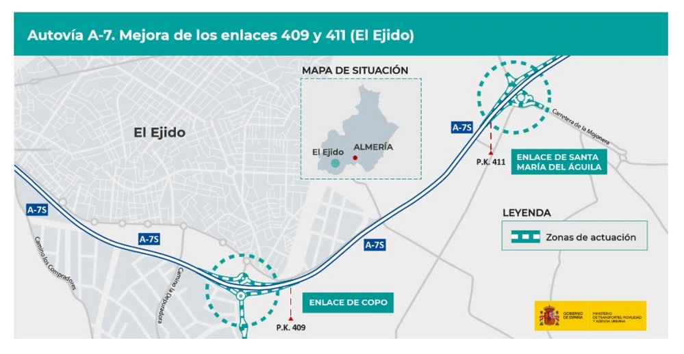 Aprueban el proyecto para mejorar dos enlaces de la A-7 en El  Ejido, con una inversión de 14 millones