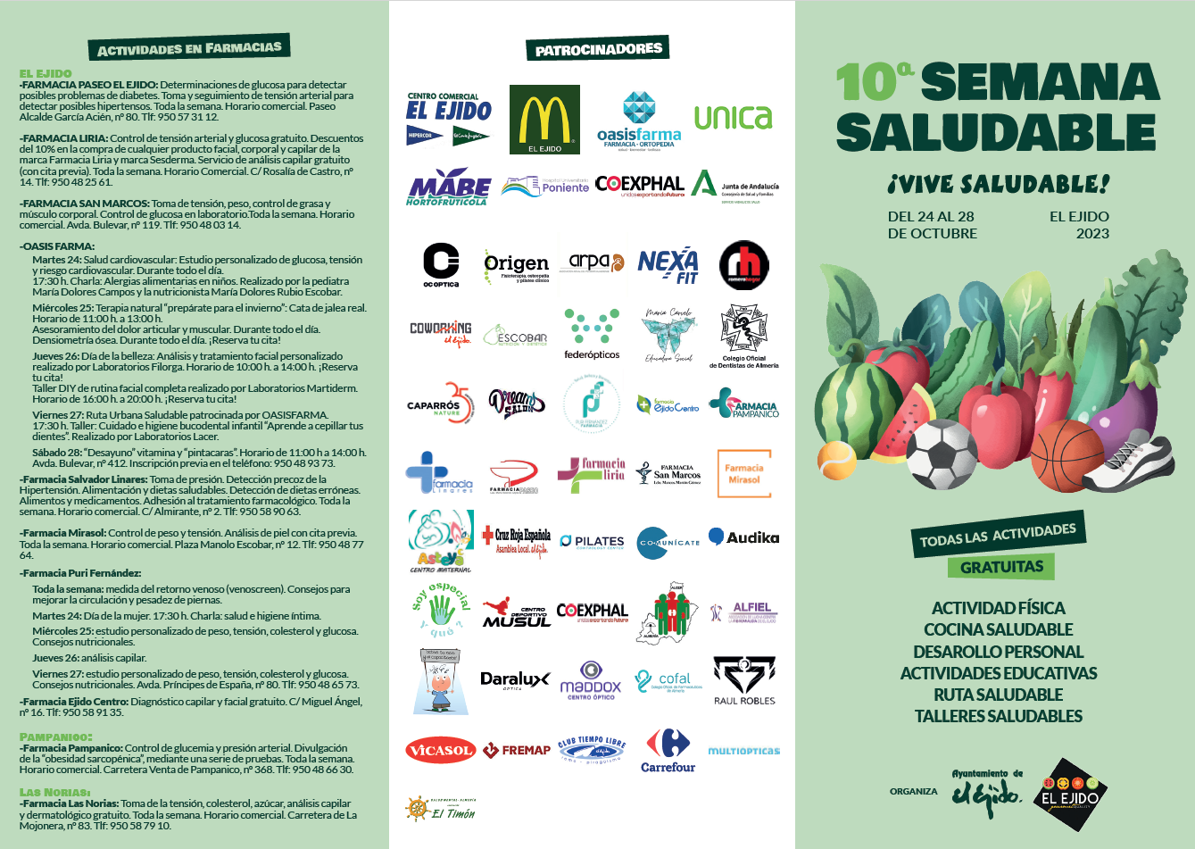 Llega la décima Semana Saludable de El Ejido con la celebración de 65 actividades para promover los hábitos de vida saludables