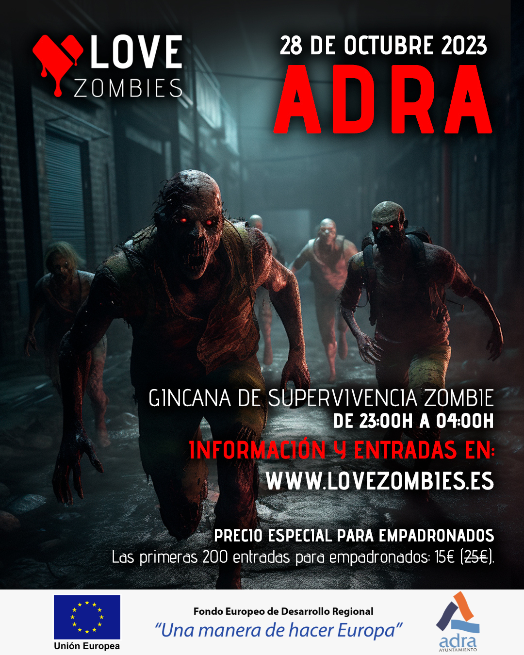 Los zombies vuelven a invadir la ciudad de Adra el próximo 28 de octubre con una gincana de supervivencia extrema