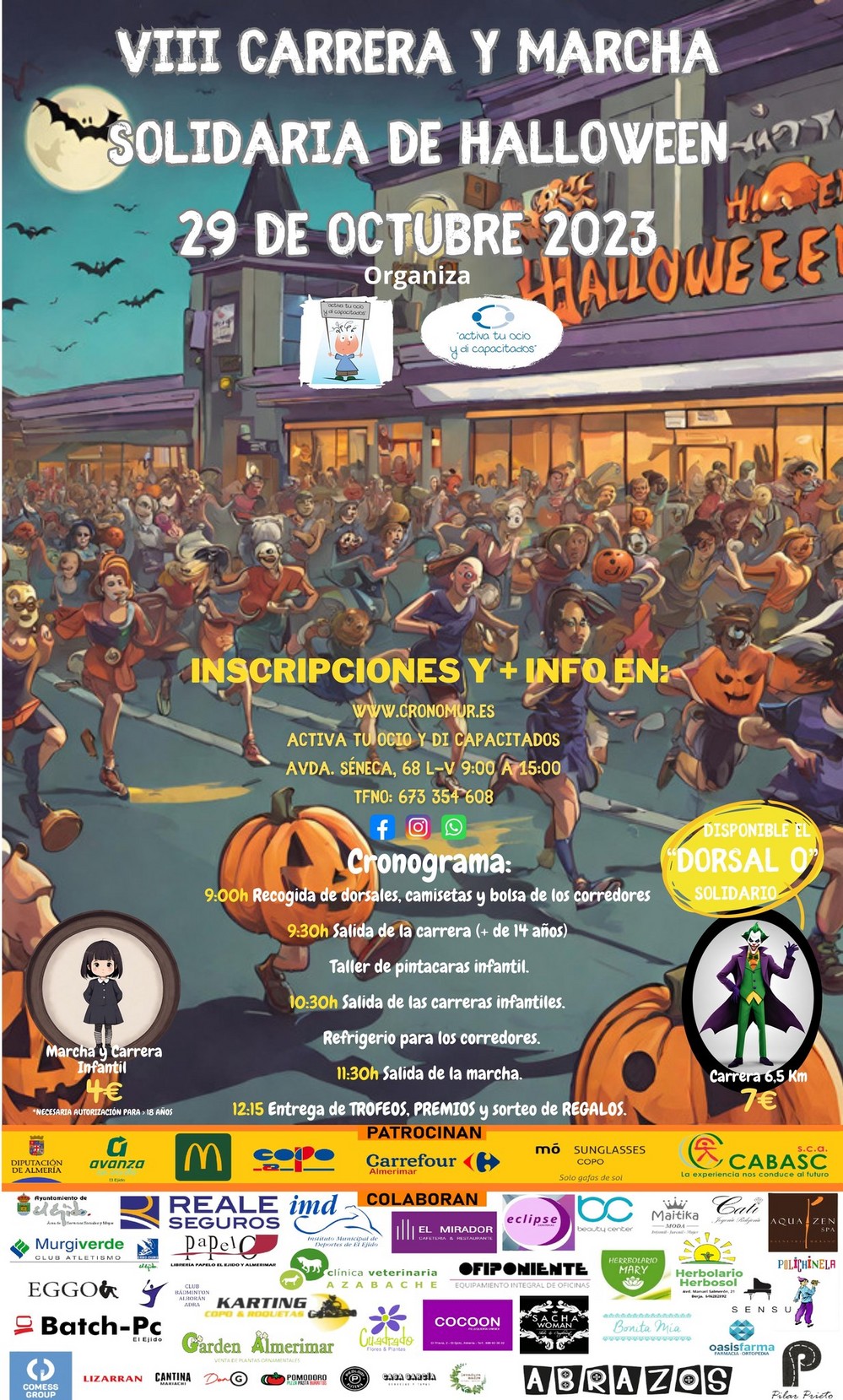 Solidaridad y deporte se unen este domingo con la VIII Carrera y Marcha de Halloween de ‘Activa Tu Ocio y Di Capacitados’