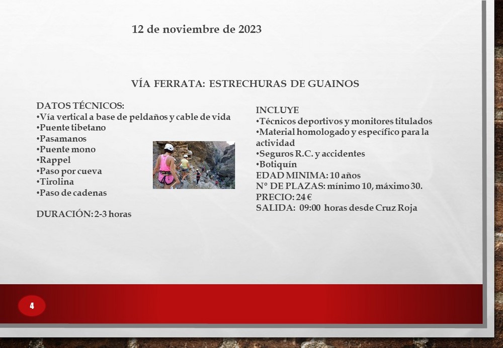 El 12 de noviembre la programación de ‘Adra en la Senda’ acoge la Vía Ferrata en las Estrechuras de Guainos