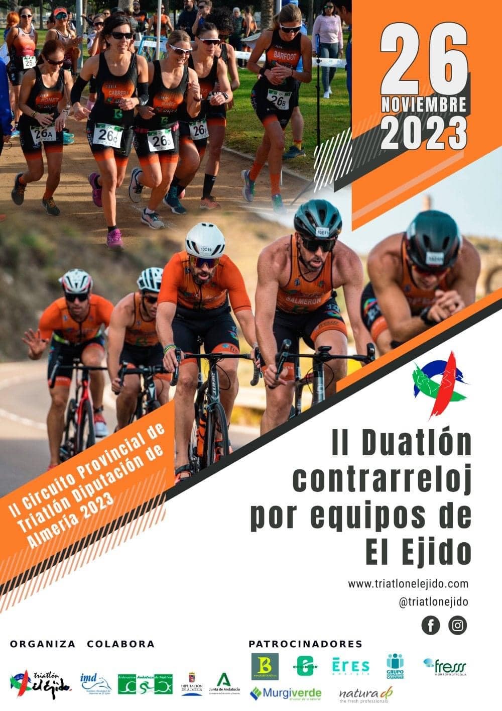 El Ejido se prepara para dos importantes citas deportivas este mes de noviembre con el VI Cross Solidario Colegio Liceo Mediterráneo y el II Duatlón Contrarreloj por equipos