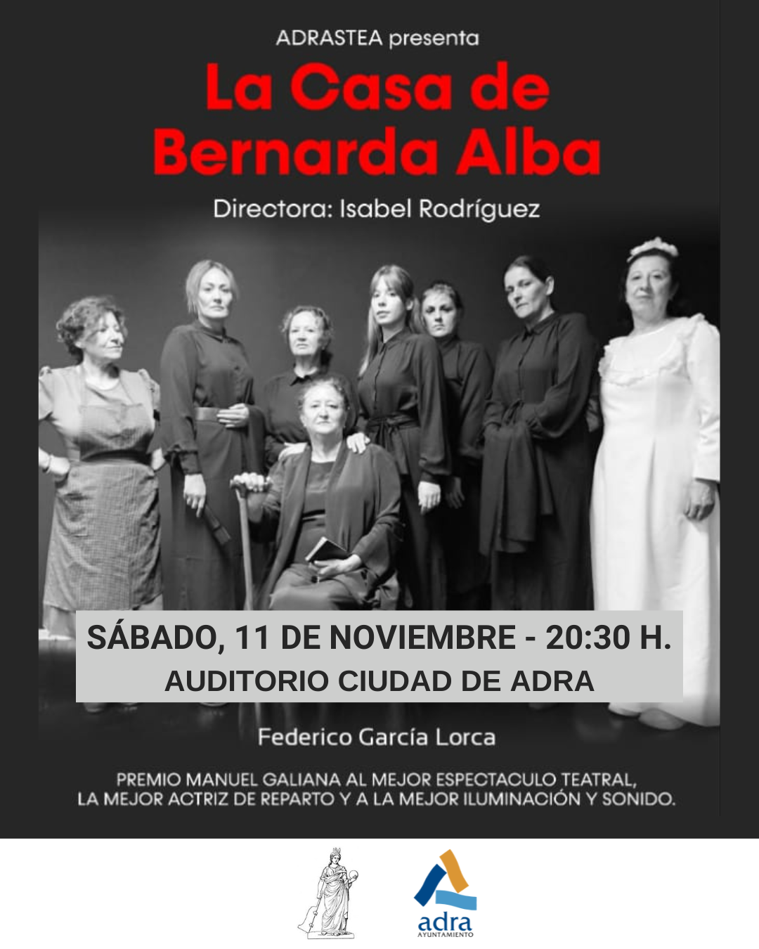 La Casa de Bernarda Alba llega al Auditorio Ciudad de Adra de la mano de la Escuela Municipal de Teatro