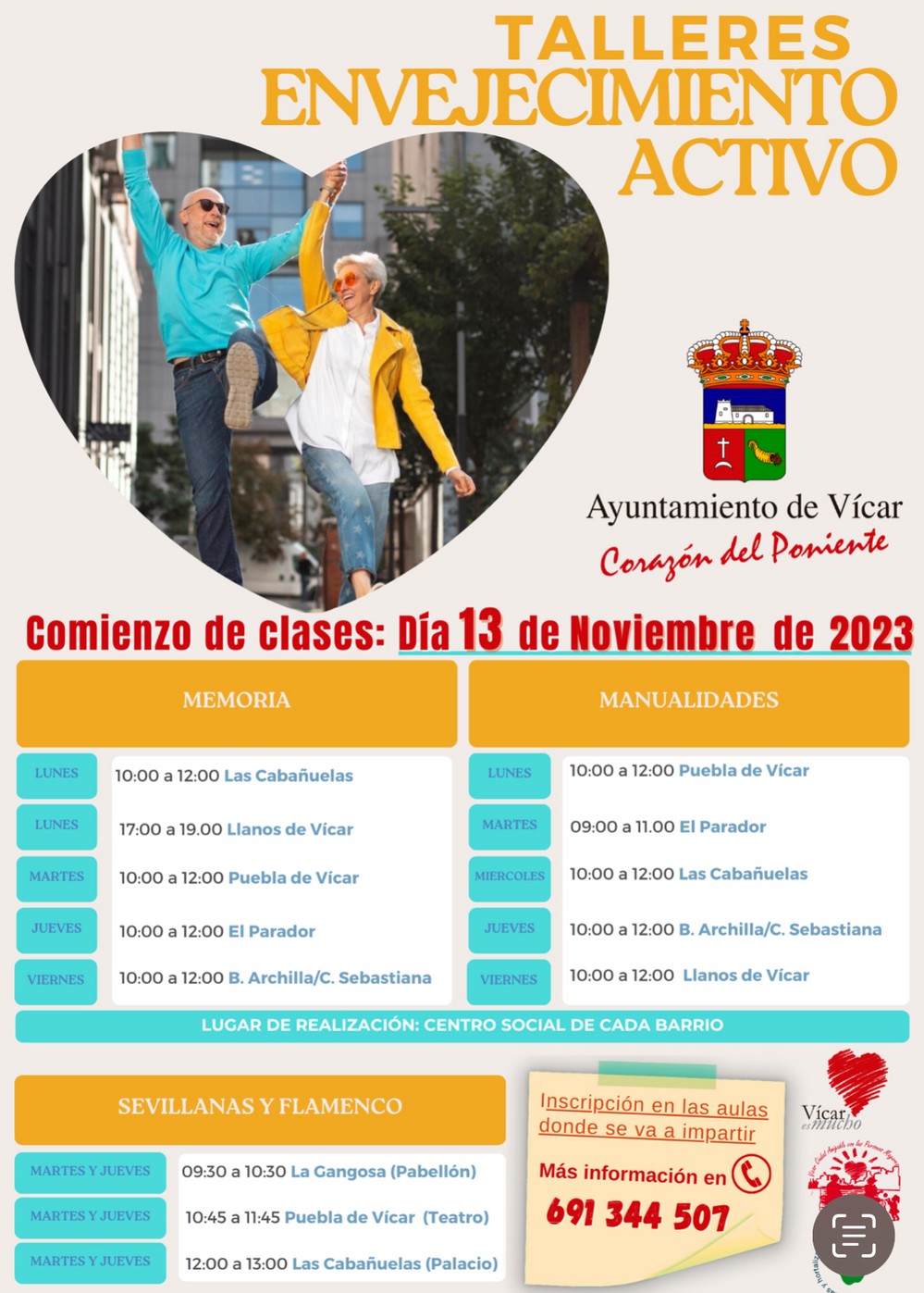 Talleres de envejecimiento activo para los mayores de Vícar