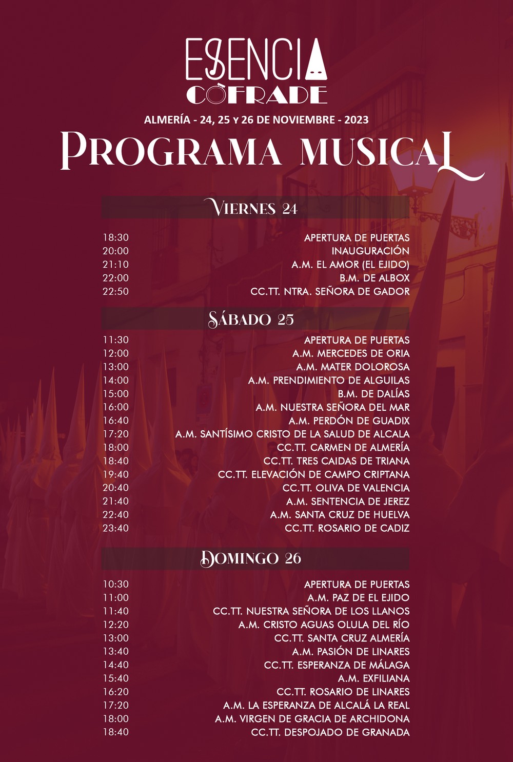 La II edición de Esencia Cofrade se celebrará el próximo fin de semana en Aguadulce